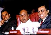 Anil and Mukesh, with father Dhirubhai Ambani