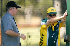 Allan Border with Steve Waugh