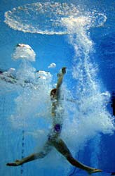 Irina Lashko rises to the top of the pool after her dive.