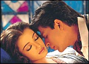 Shah Rukh Khan and Aishwarya Rai play Devdas and Paro in Sanjay Leela Bhasali's opus